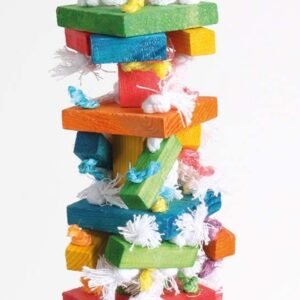 knots in a block bird toy